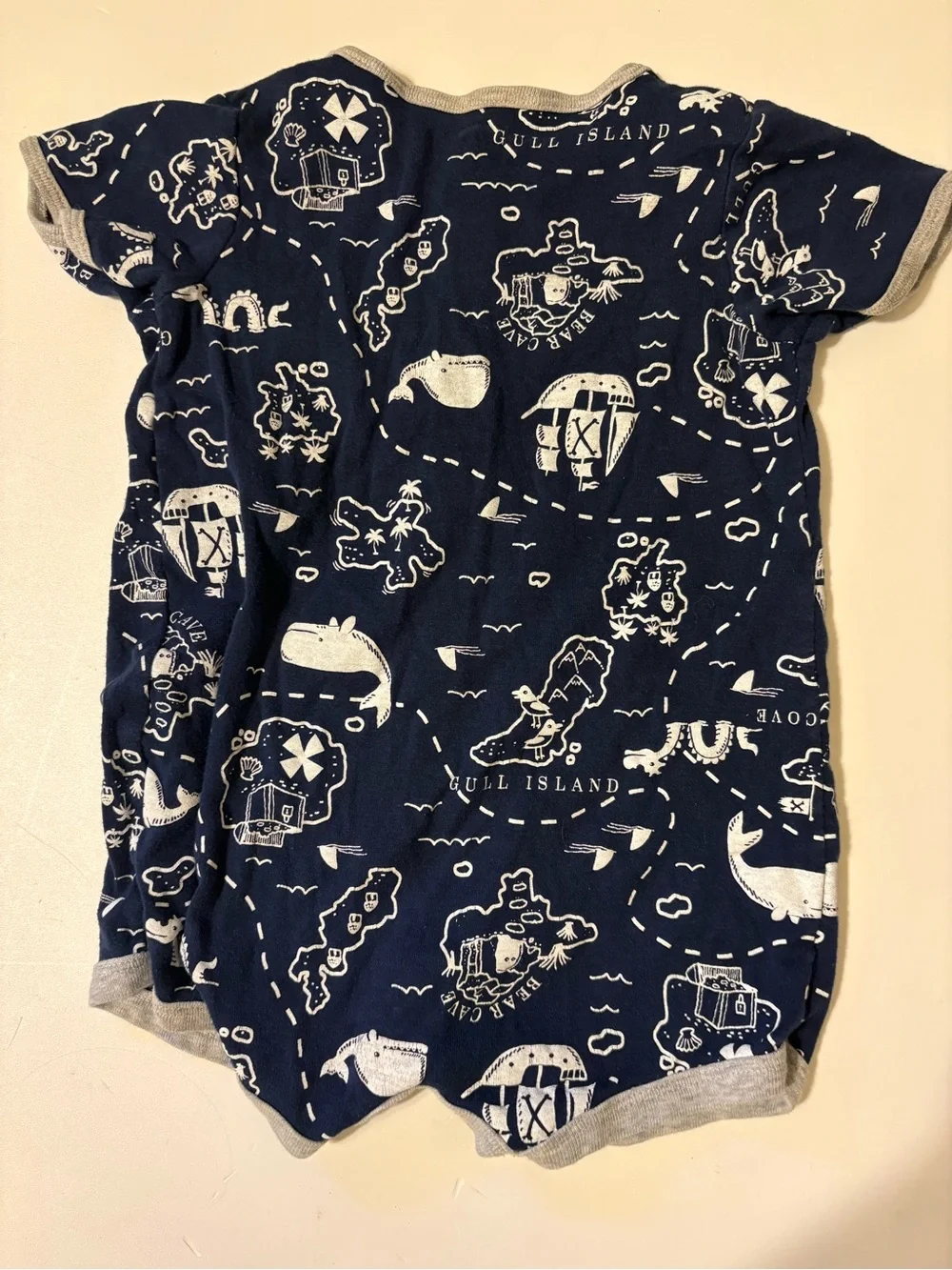 Carter's Navy Romper with Gray Trim and Nautical Print